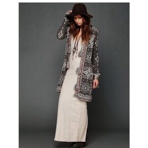 Free People Black and White Patterned Cardigan